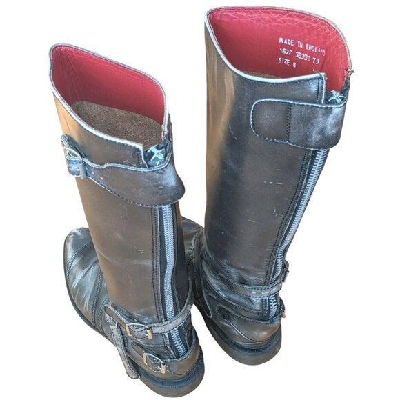 Rare Dr Martens Distressed Moto Boots Mens 8 Metallic Gray Zip VTG Grunge Punk - Picture 2 of 16